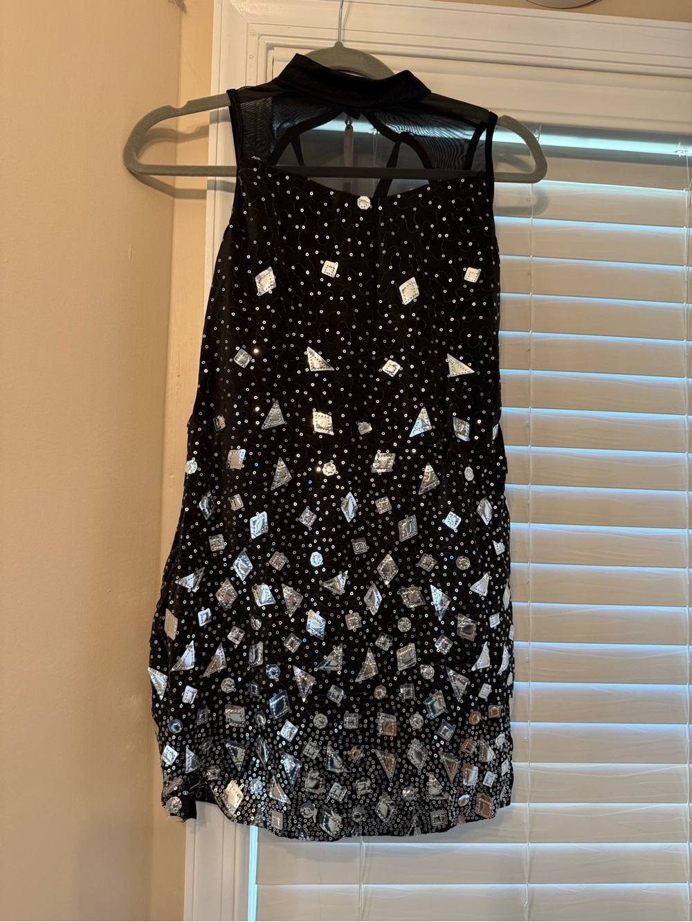 Weissman Black Sleeveless Costume with Sheer Yoke